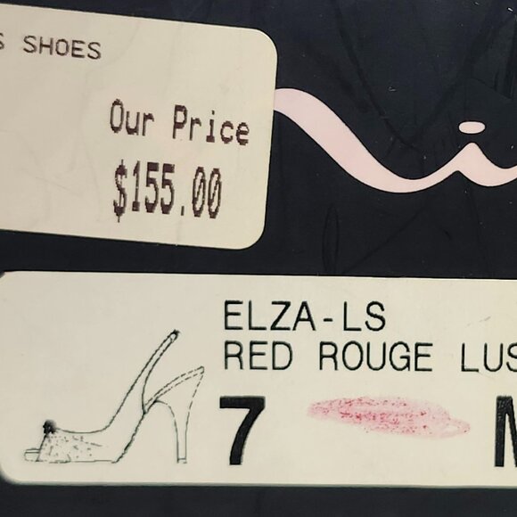 Nina Women's Red Peep Toe High-Heel W/Black Rhinestones Size 7 - Picture 6 of 8